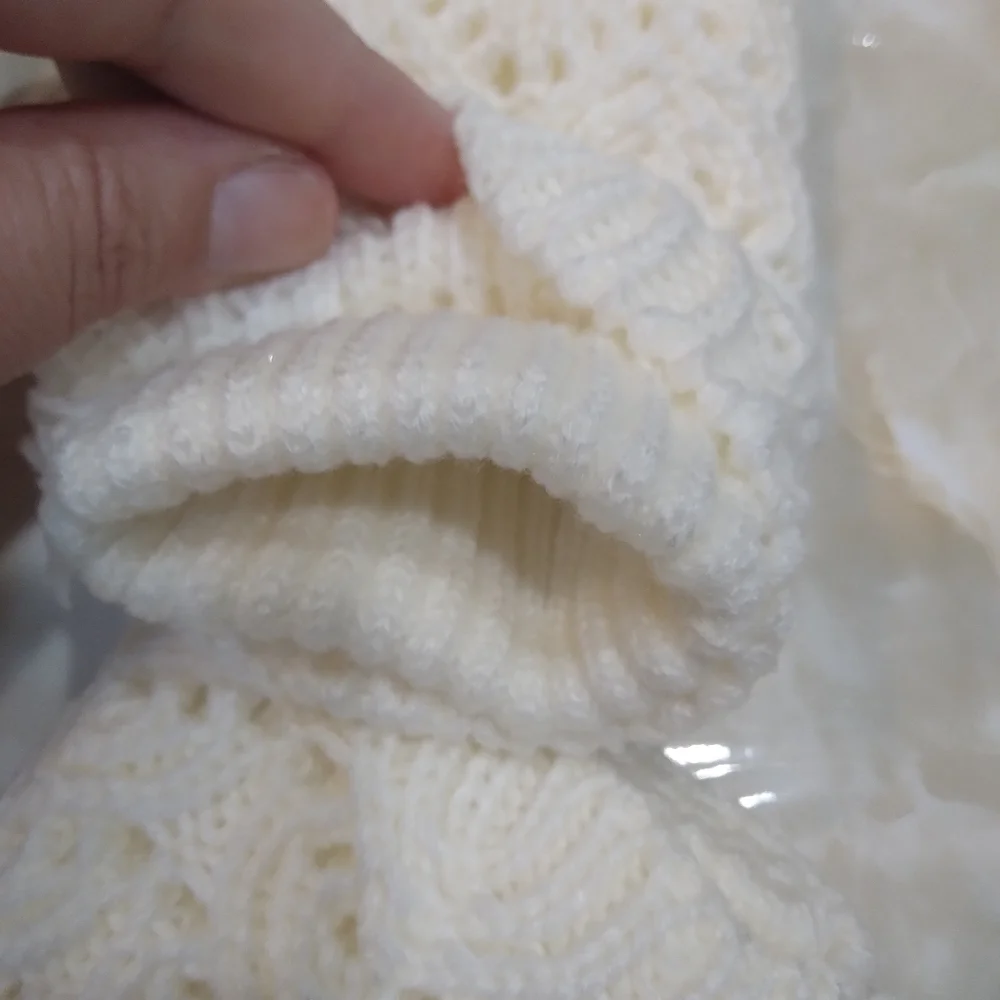 Double Layer Knitted Plush Gloves In White